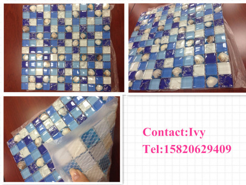 Blue Glossy Crystal Glass Decoration Mosaic Tile