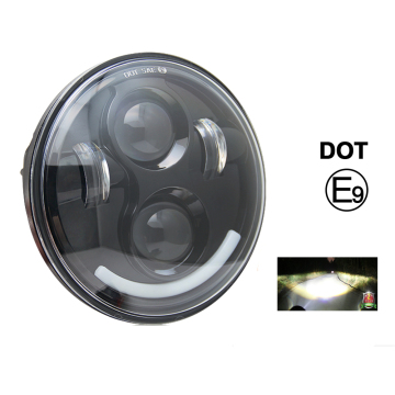 Factory Wholesale White Amber DRL 5.75 Inch LED Motorcycle Headlight