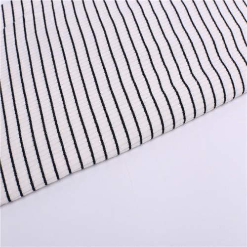 Durable Black White stripe Knitted Rib Fabric