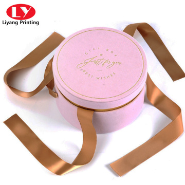 Custom Round Flower Cosmetic Packaging Box with Ribbon