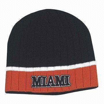 100% Acrylic Knitted Hat with Embroidered Logo