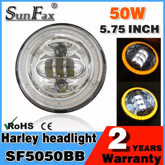 Moto Accessories white base 5.75" Harley Jeep Wrangler C REE Led Headlight High/Low beam with angle eye