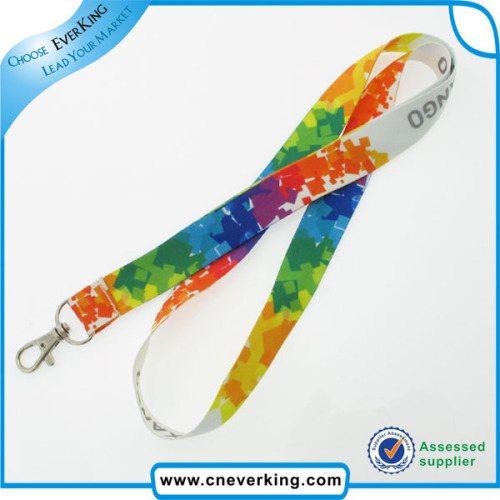 Fashion Cmyk Submliamtion Polyester Lanyard Strap with Plastic Buckle
