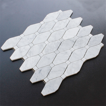 Elegant Villa Wall Decor with Custom Carrara White Stone Fish Scale Mosaic Tiles