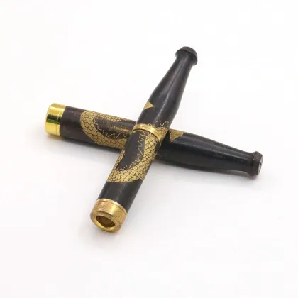 High-end new products hot sale ebony carved dragon style ebony cigarette holder