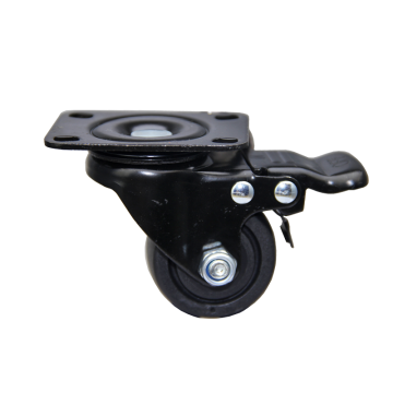 Hoge capaciteit zware zwenkcaster met rem: 2 inch, 500 kg belasting, industrieel zwart ontwerp