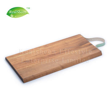 Long Acacia Wood Cutting Board With Leather Strap