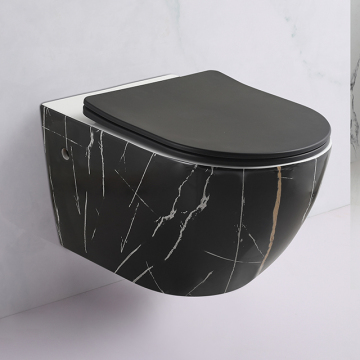 Matt Black Rimless Inodoro Suspendido Set with Concealed Cistern