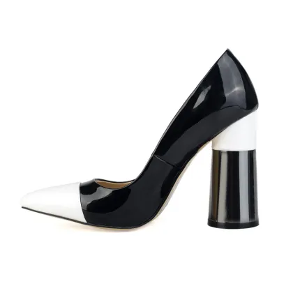 high black heel rubber sharp toe shoes