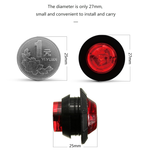 મીની રાઉન્ડ એલઇડી માર્કર અને ક્લિઅરન્સ લાઇટ 1 ઇંચની બાજુની એલઇડી માર્કર લાઇટ સૂચક દીવો