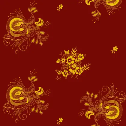 Golden Powder Print Polyester Fabric