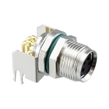 Receptacle Cable Waterproof IP67 M8 3 4 5 6 8 Pin Right Angle PCB Panel mounting Connector