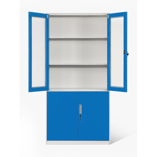 Книжный шкаф из высококачественной стали со стеклянными дверцами