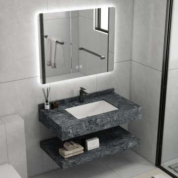 Modern Wall-Mounted Marble Vanity Cabinet with Sink