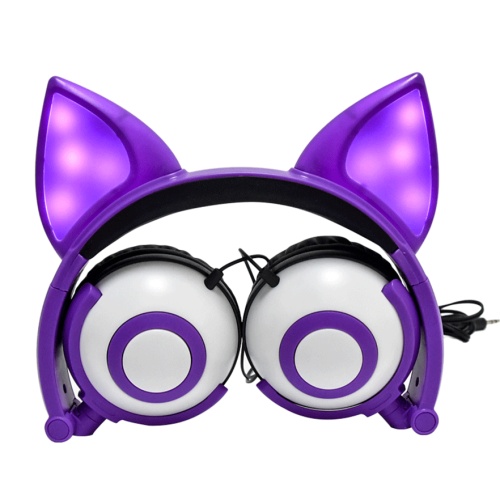 Anime Fox Ear Headphone Earphone dengan LED