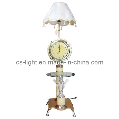 Contemporary Style Coffee Table with Clock Marble Decoration Floor Lamp