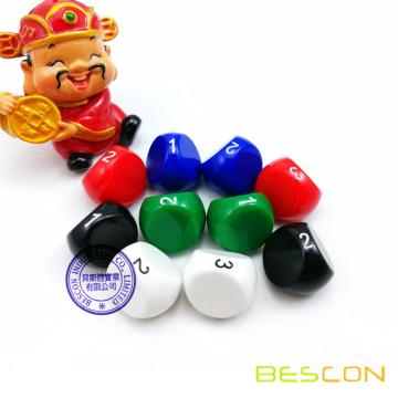 BESCON New Molding 3 lados Dice, D3 Die, dados de múltiples lados, dados inusuales, color surtido