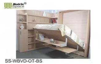 king contemporary folding Murphy Wall Bed with Bookshelf /