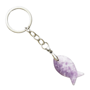 Natural Stone Fish Pendant Key Chain Gemstone Animal Key Ring Approx 20X38MM)