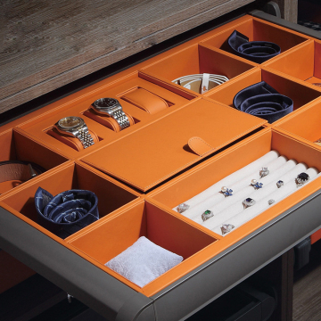 Leather and Aluminium Alloy Jewelry Baskets for Wardrobe Drawer Storage