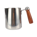 Stainless Steel Milk Frothing Pitcher With Wooden Handle