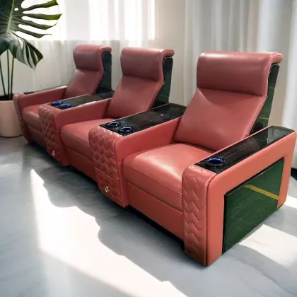 Popular Suede Fabric Cinema Chair: Theater Furniture Power Recliner
