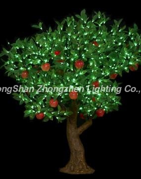 Luz de árvore conduzida ao ar livre ou no interior de folha verde-maçã vermelha