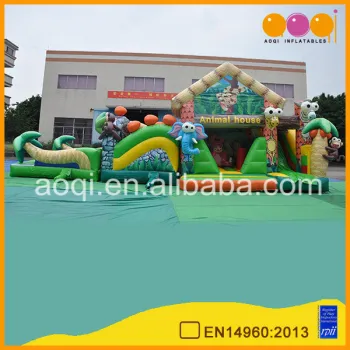 used commercial animai house inflatable bouncers with slide for child