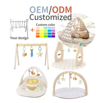 Montessori Wooden Baby Gym Play Mat with Hang Toys: Ideal Newborn Gift for Kids in Nursery