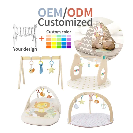 Montessori Wooden Baby Gym Play Mat with Hang Toys: Ideal Newborn Gift for Kids in Nursery