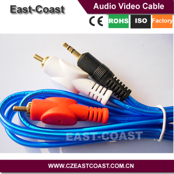 Transparent Fish eyes 3.5mm stereo male to 2rca audio cable