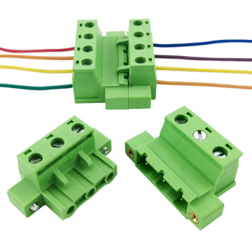 Set completo di terminali senza saldatura plug-in maschio e femmina con passo da 7,62 mm con blocco di accoppiamento a flangia, connessione senza attrezzi