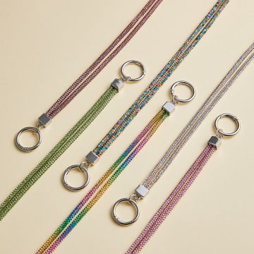 Chave de cristal de várias cores e charme de telefone com strass - alça de pescoço ajustável