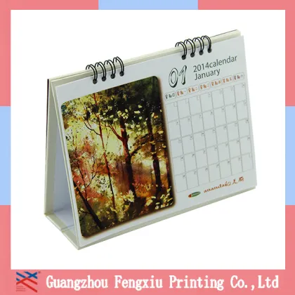 folding paper desk calendar hot stamping surface finish printing paper style calendar China cheap desk calendar printing