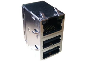 1 x 1 Port Dual USB RJ45 Modular Jack Shielded ,100Base Le
