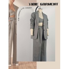 Doubel Breasted Long Sleeve Oversized Linen Suit Blazer