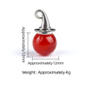 Red Carnelian 12mm Balls & Spheres Silver Wizard Cap Pendant for Making Jewlery Stone Beads Halloween Charms Decor Gift