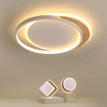 Modern LED Ceiling Light: Round Square Wooden Thin Surface Mounted for Living Room and Kids Room
