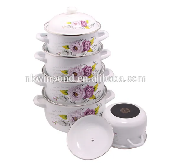 4pcs cast iron enamel kitchen cooker set