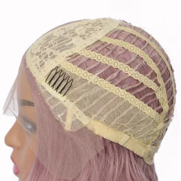 synthetic hair wigs pink black heat resistant fib,synthetic Short Mono top ombre wave lace front lac wigs with lace front