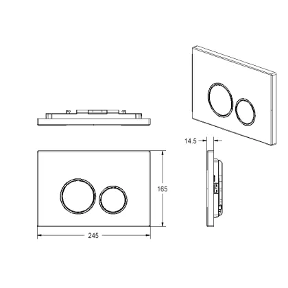 Toilet Front Push Plate Dual Buttons White for Concealed Cistern
