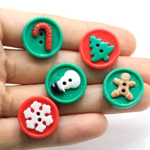 Mix Round Resin Snowflake Snowman Tree Button Cabochon Beads DIY Craft Coat Sweater Sewing Accessories Clothes Decoration