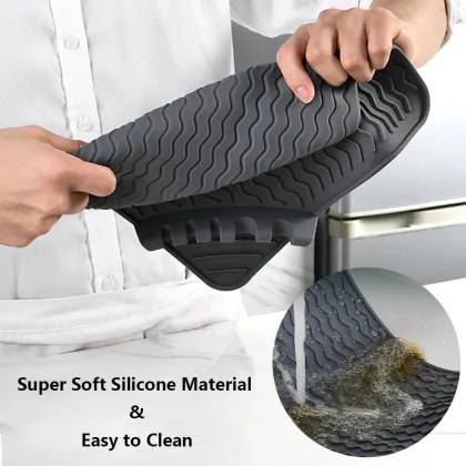 Silicone Dish Drying Mat with Utensil Rest for Multiple Utensils