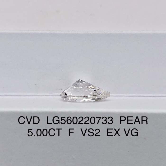 5.0 カラット ペア カット ラボ グロウン ダイヤモンド