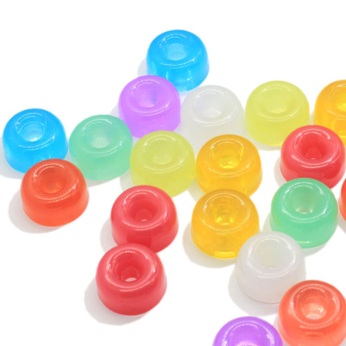 Vente en gros mignon Mini rond creux à l&#39;intérieur joli coloré 100pcs perles de bonbons rondes Flatback résine charmes pour bricolage artisanat