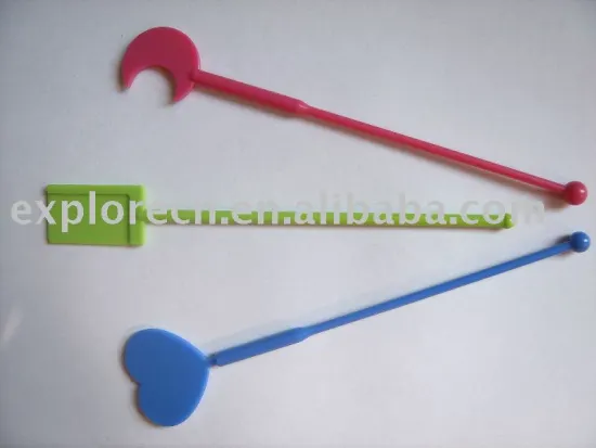 Plastic cocktail stirrer
