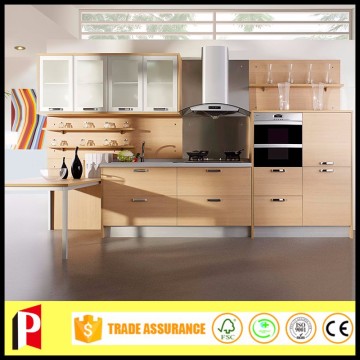 High quality MDF wood veneer modular kitchen items with glass door