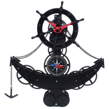 Black Anchor Gear Clock For Decor