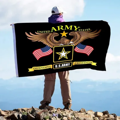 Double-Sided Custom Logo US Army Eagle Flags