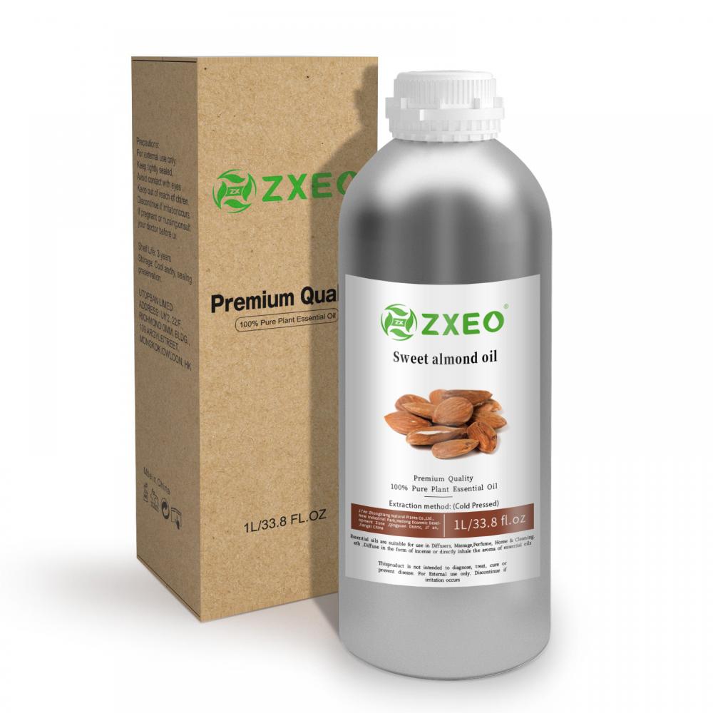 100% Organik Sweet Almond Oil Cold Pressed Sweet Almond Carrier Oil Supply dengan harga massal untuk campuran minyak esensial